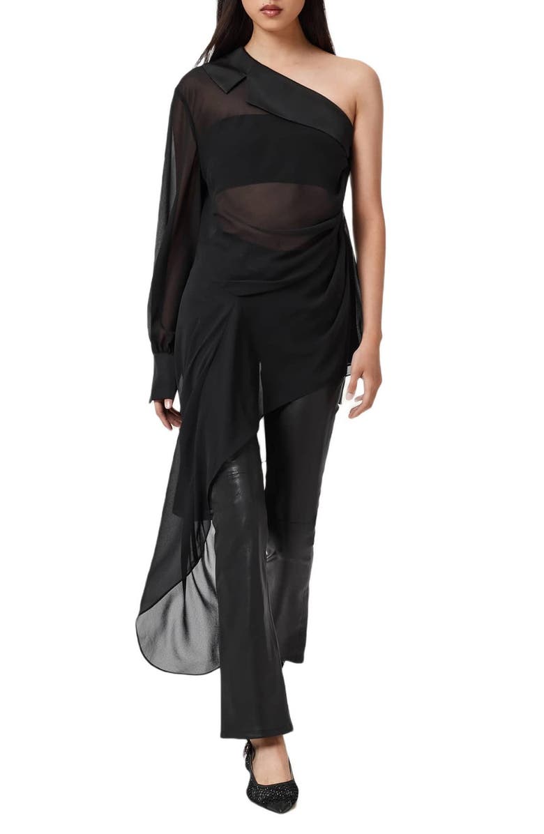 Anaya Asymmetric Sheer Chiffon Top
