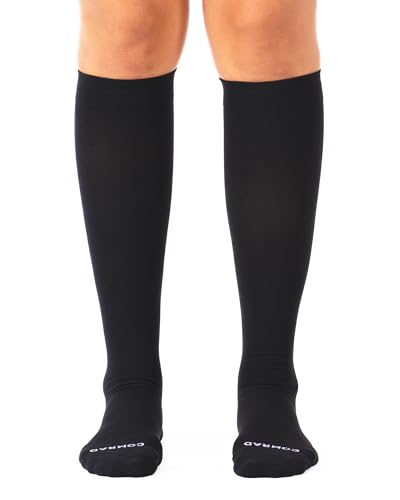 Comrad Nylon Knee High Socks - 20-30mmhg Firm Compression Socks, (small, Black) - Soft &amp; Breathable Support for Men, Pregnant Women, Nurses, Workout, Home, Work &amp; Travel