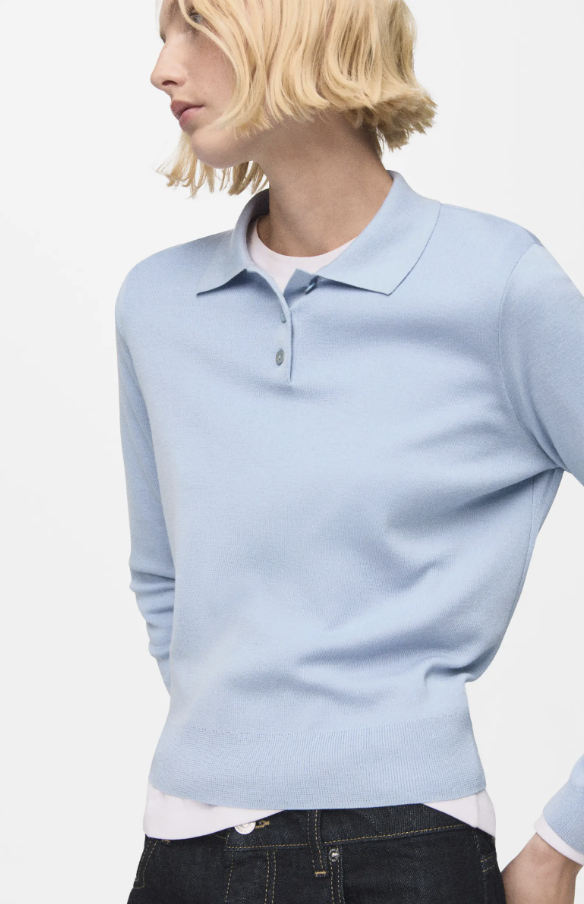 MANGO, Wool &amp; Cotton Polo Sweater