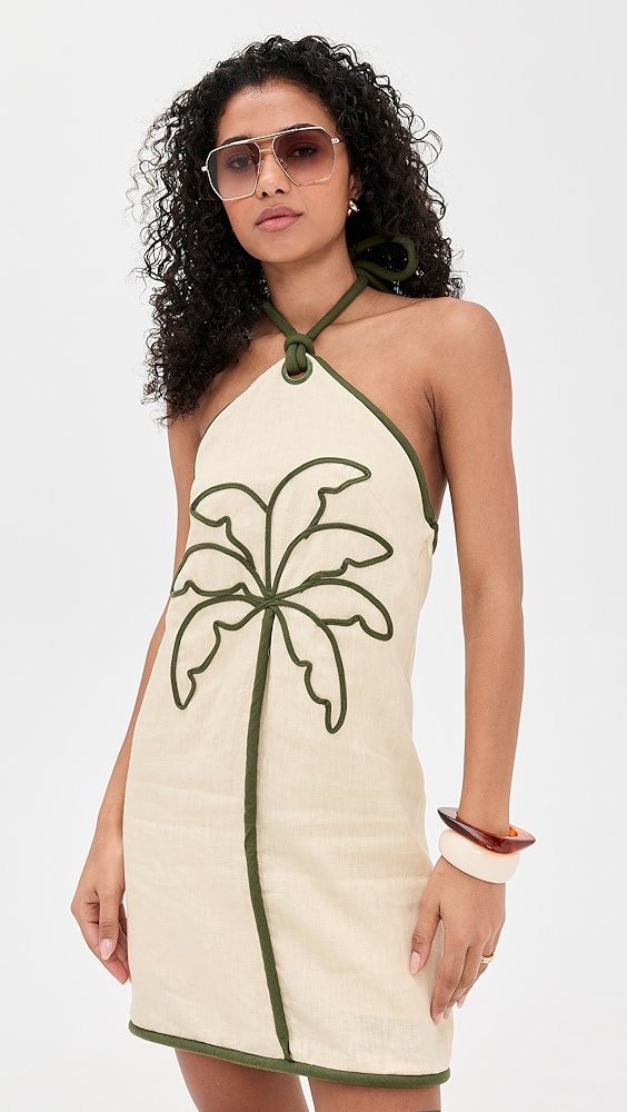 Farm Rio Sand Coconut Sleeveless Mini Dress