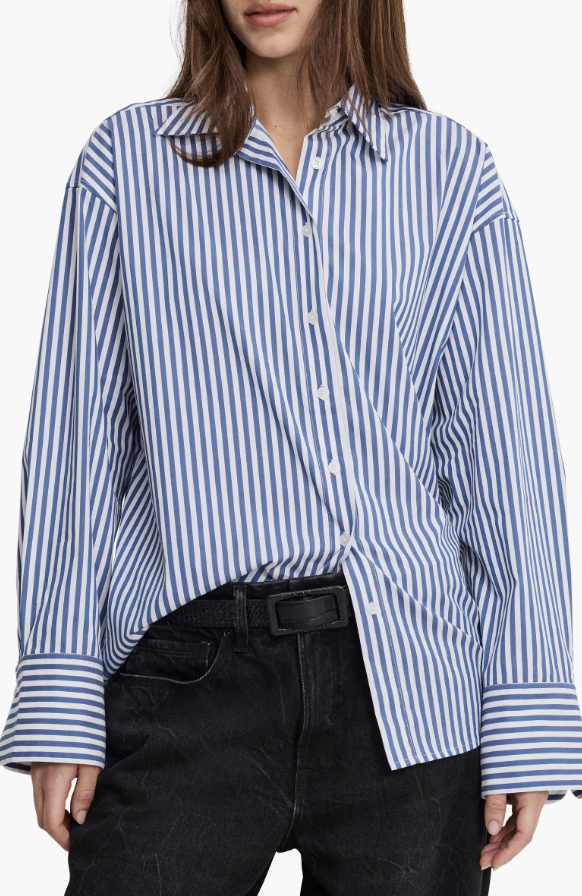 Good American, Oversize Cotton Poplin Button-Up Shirt