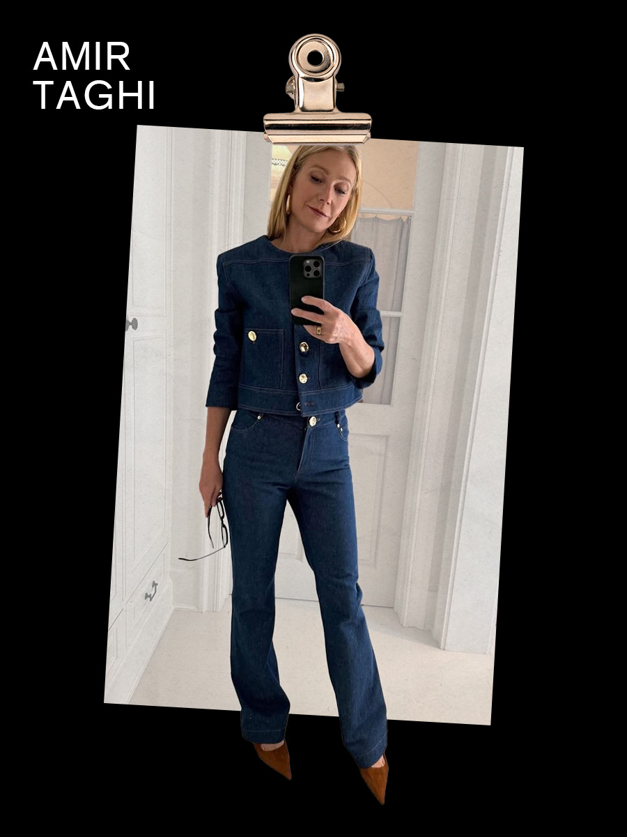 Gwyneth Paltrow wearing a denim set from Amir Taghi, one of the best emerging fashion designers of 2026