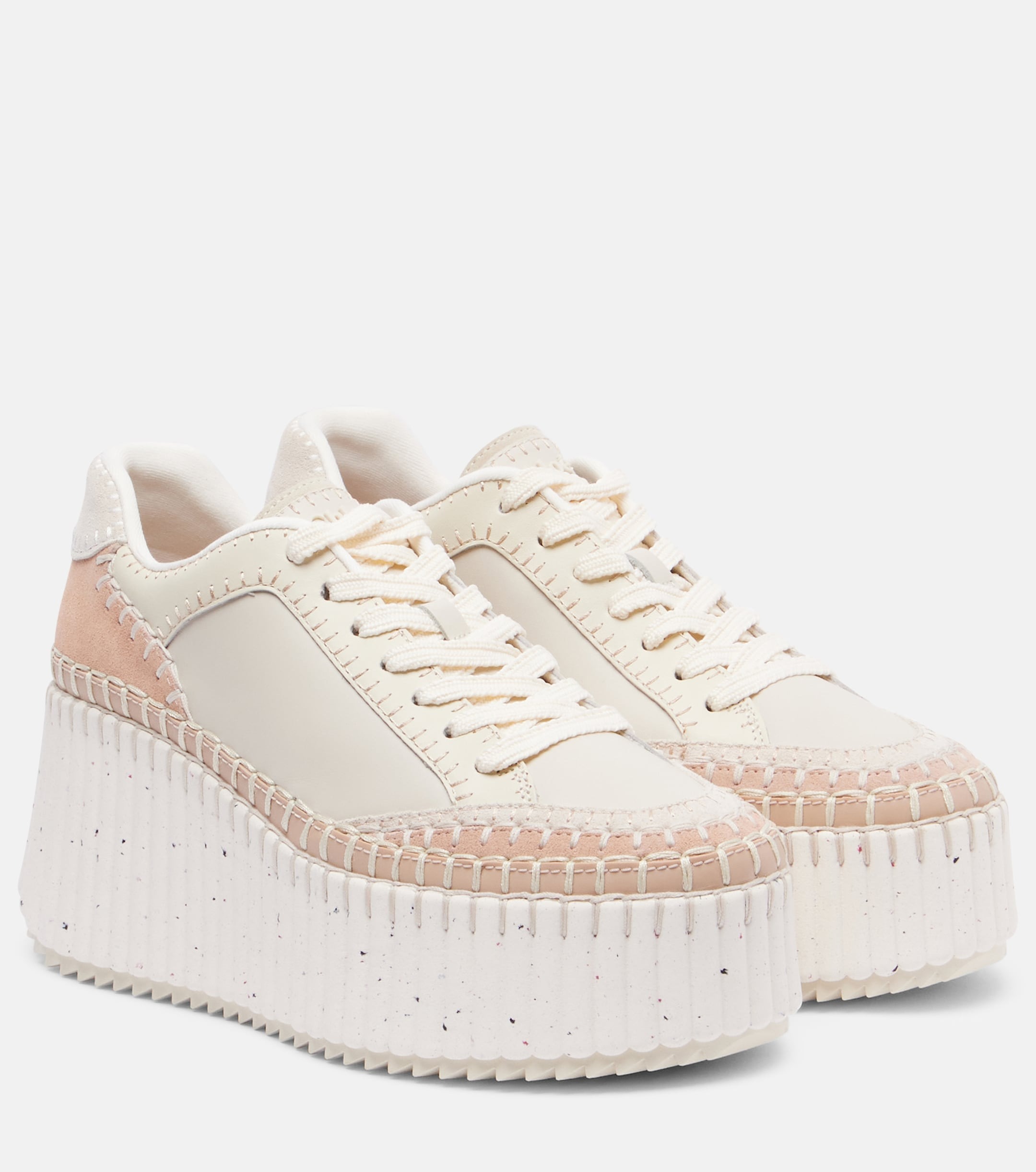 Chlo&eacute;, Nama Leather Wedge Sneakers