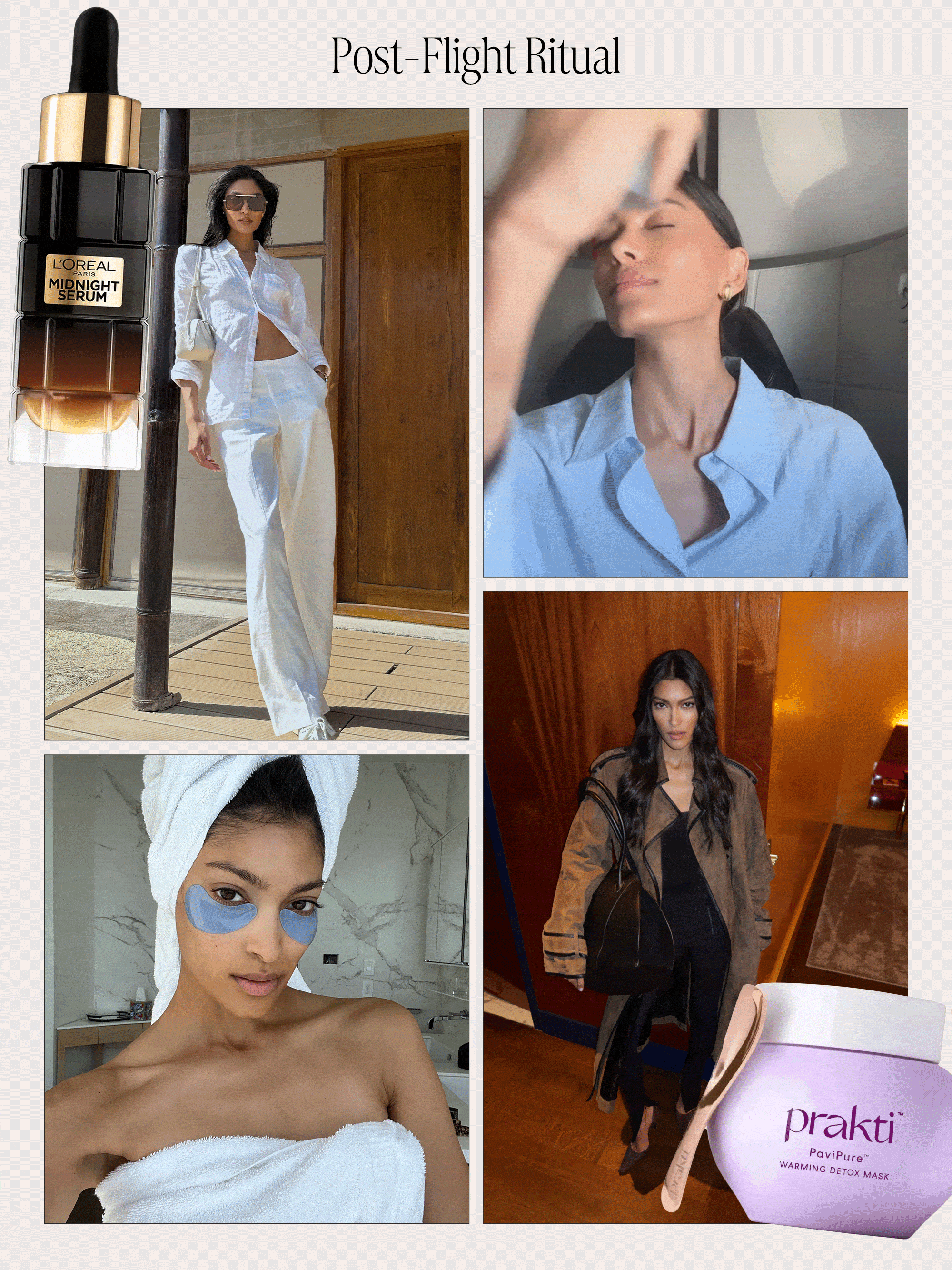 Pritika Swarup travel and skincare collage