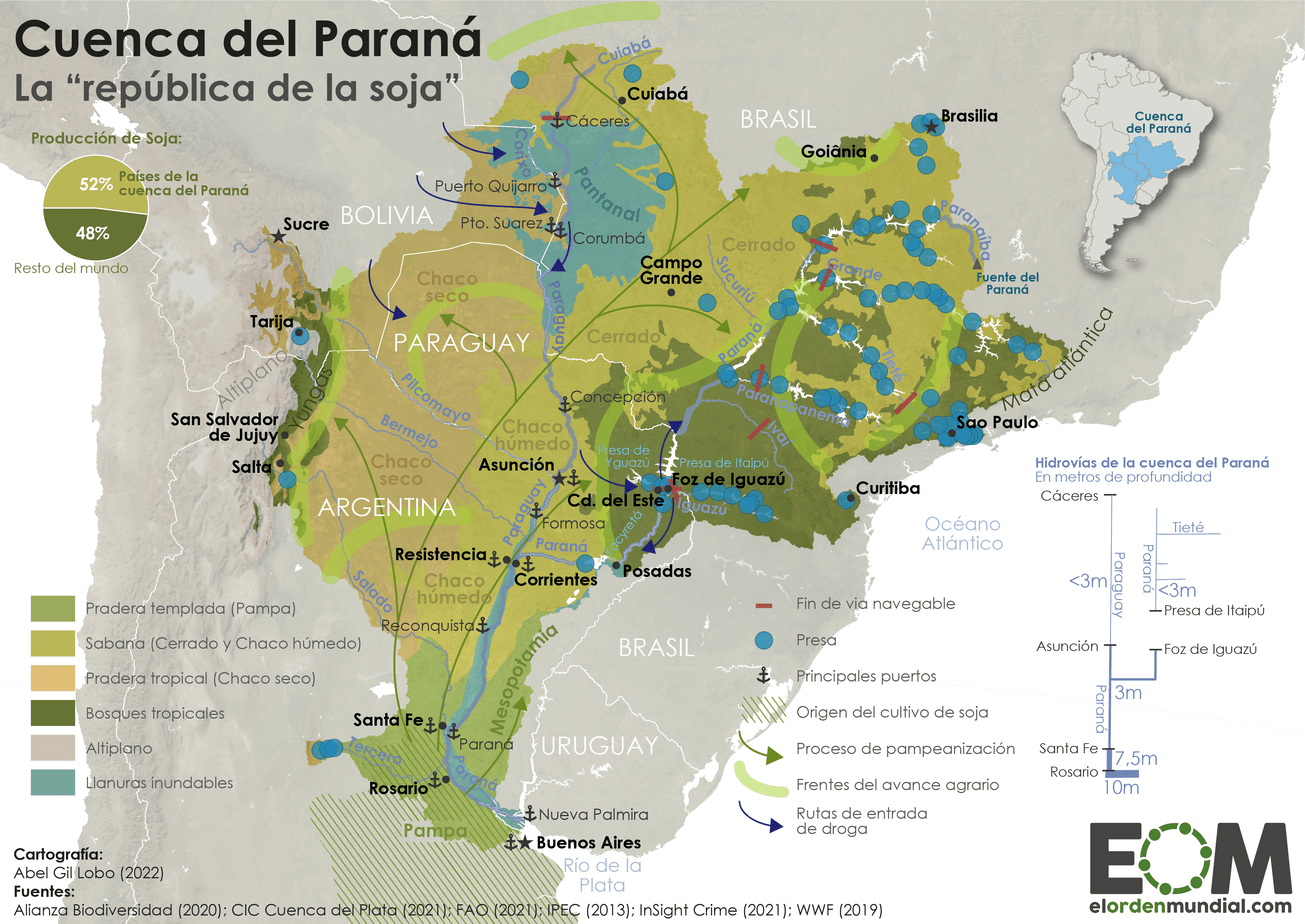 The map of the Paraná River Basin.